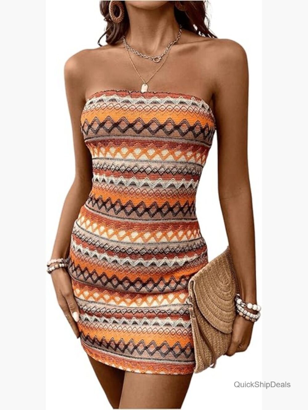 Striped Bodycon Mini Tube Dress Strapless Vacation Bandeau